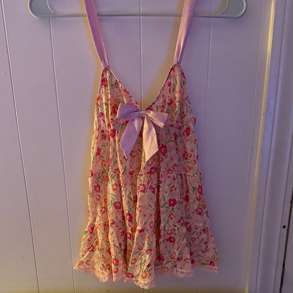 Victoria's Secret Pink Floral Satin-Trim Chemise